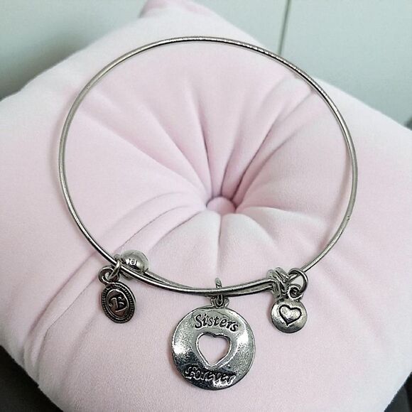 Brighton Sisters Forever Bangle Bracelet Expandable Silver Tone Charm Vintage  - Picture 15 of 16
